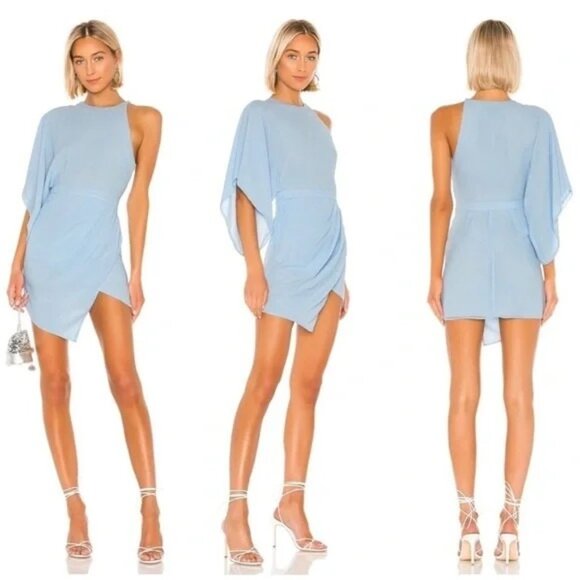 NWT Revolve Mini Dress Women S Michael Costello One Shoulder Flare Sleeve $178 - Picture 1 of 10